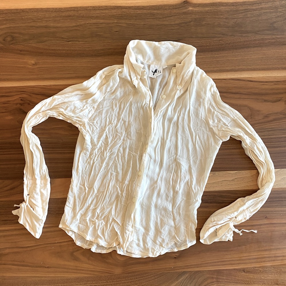 Vintage Cream Silk Button Down 70’s Chemise